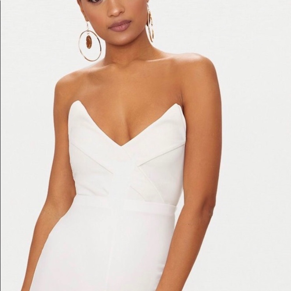 White tux bandeau thong bodysuit